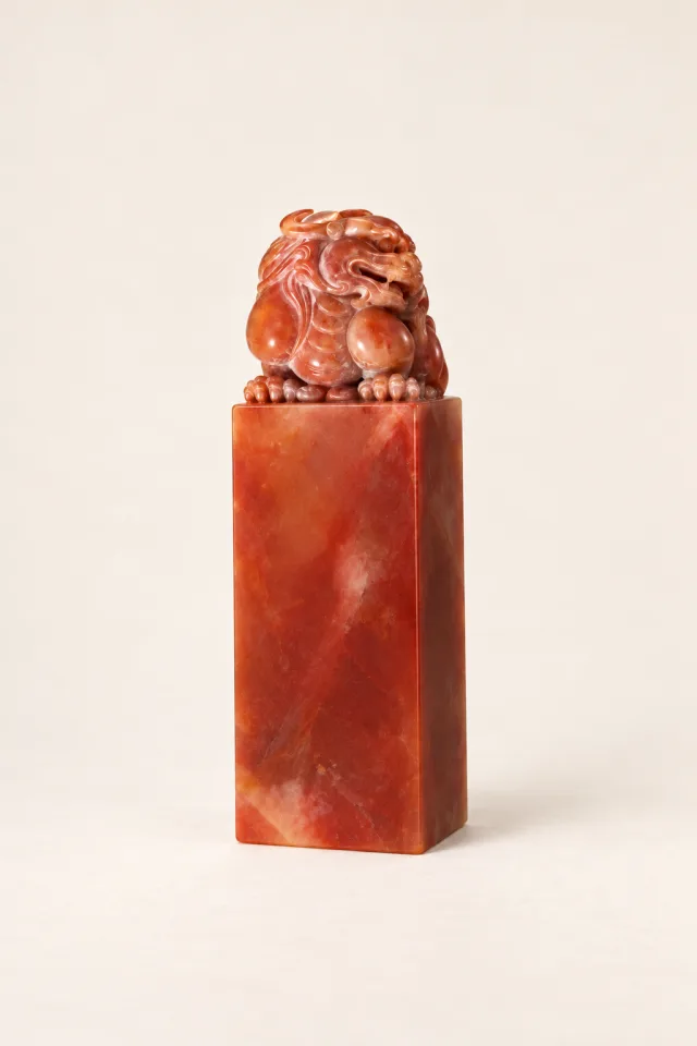 Shown: Shoushan stone · Carved beast knob